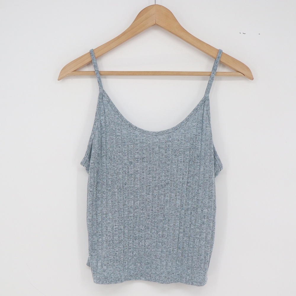 Unbranded Cami Tank Top Womens L Ribbed Knit Light Blue Spaghetti Strap